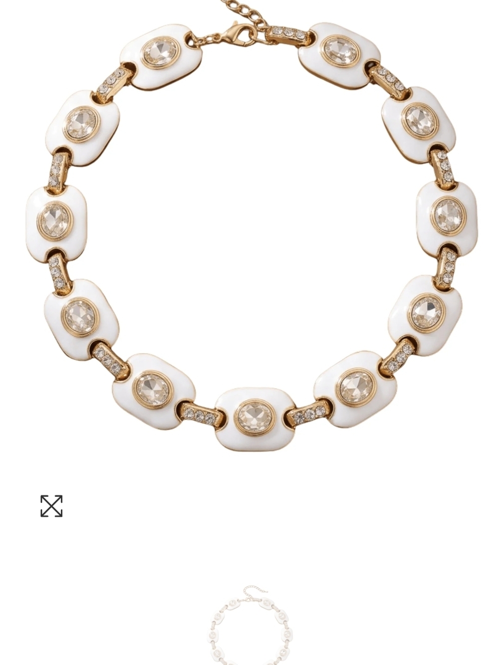 White and Gold Crystal Link Necklace